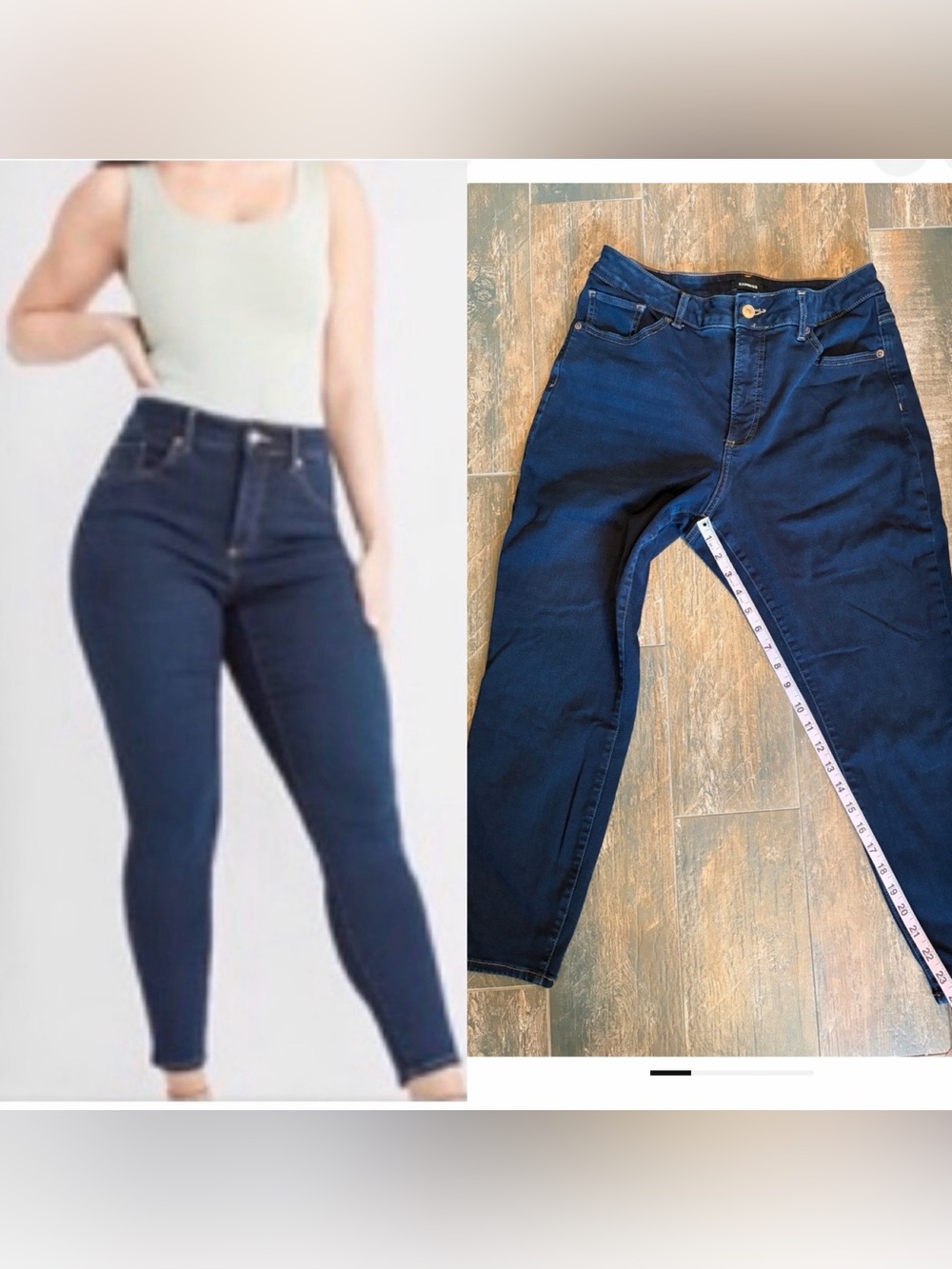 Express Dark Blue High-Rise Ankle Jeans - SHORT, Curvy